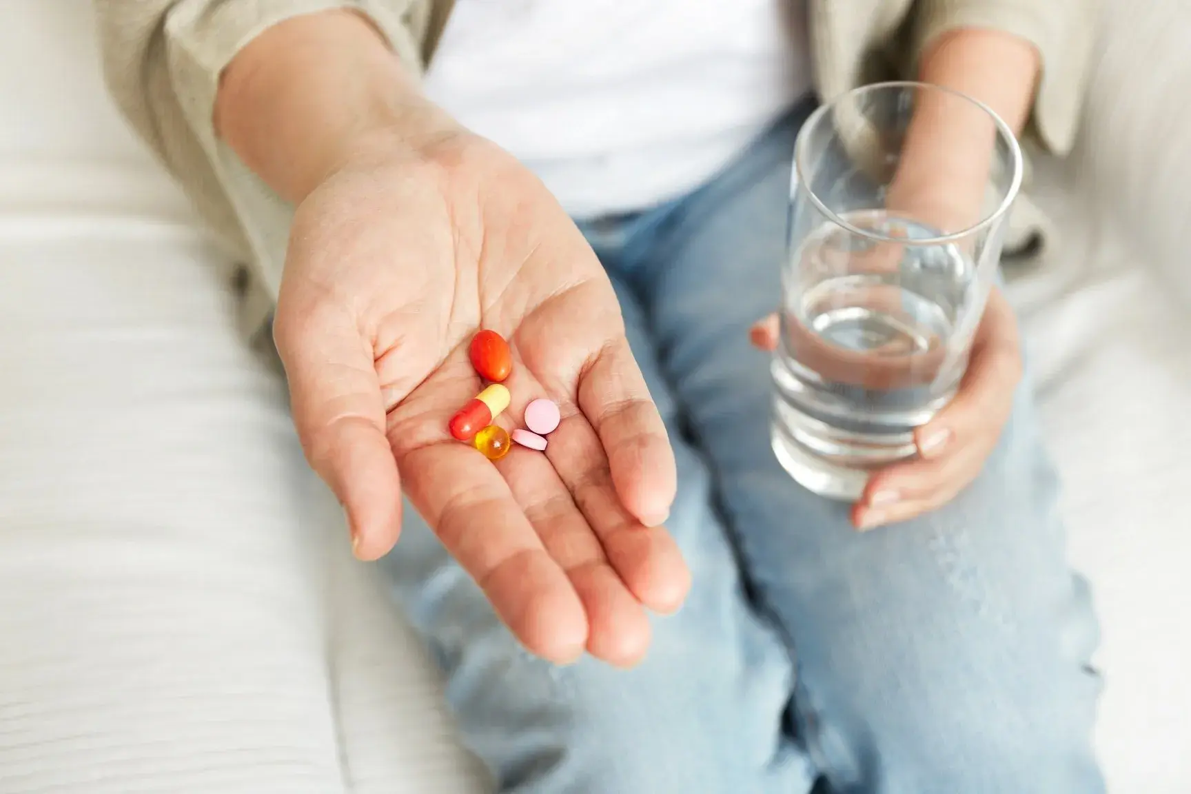 Pills Tablets Vitamins Drugs Heap Mature Hands