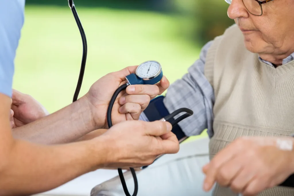 Man getting pulse checked