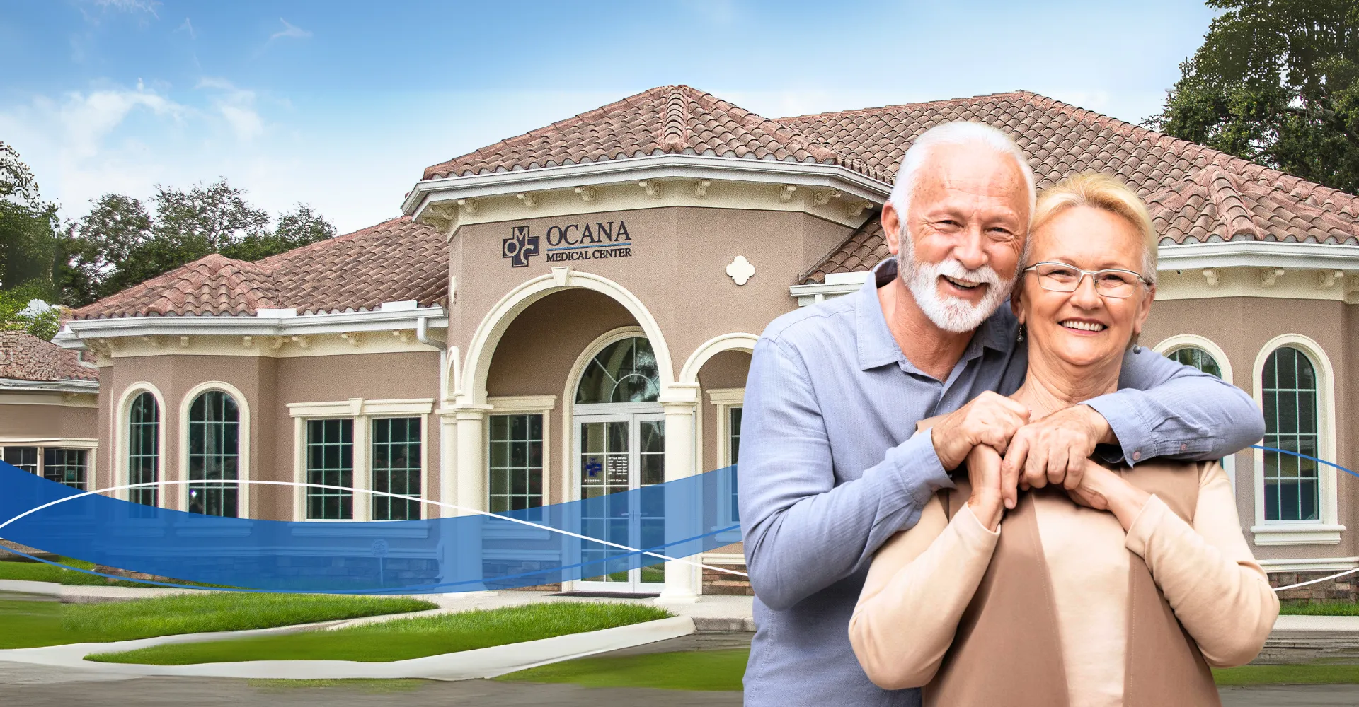 Older couples standing happy outside of Ocana Medical Center